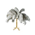 Abajur De Penas Branca/Dourado E27 3x5w