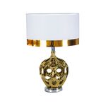 Abajur Mesa Cerâmica Dourado 34x34x70 E27 1x40w