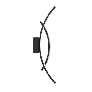 Arandela Minimalista Moderna Luxo Slim Led 10W 3CCT Integrado Ondas 60cm-Preto Avida