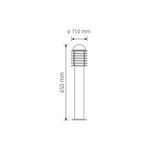 BALIZ JARDIM 650X150 IP44 E27 MAX:60W (INOX) HAWAI-65
