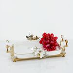 Bandeja Branca De Porcelana Com Bordas Douradas