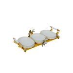 Bandeja Branca De Porcelana Com Bordas Douradas