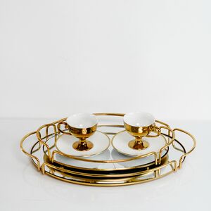 Bandeja Rendondo Dourado 2 Pcs