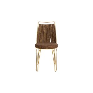 Cadeira para sala e escritório castanho e dourado