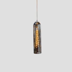 Candeeiro de Teto Suspenso Cilindro de Vidro Cromo 1*E27-100*400-Avida