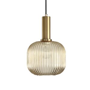 Candeeiro de teto suspenso vidro D140*H320 1×27-Dourado-Avida