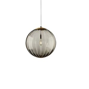Candeeiro de teto suspenso vidro D300 1×27- Fumo Dourado-Avida