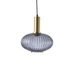 Candeeiro de teto suspenso vidro D300*H280 1×27- Fumo Dourado-Avida