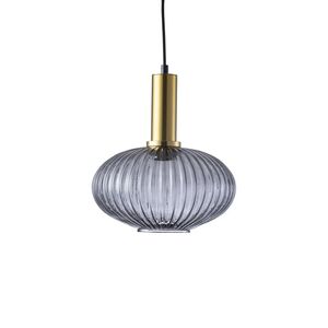 Candeeiro de teto suspenso vidro D300*H280 1×27- Fumo Dourado-Avida