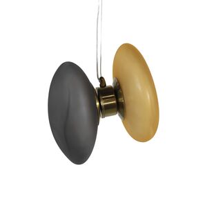 Candeeiro de teto suspenso vidro L300*W220*H300 1×27 Fumo Dourado-Avida