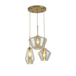 Candeeiro de teto suspenso vidroφ455*H895 3×27- Trans,Dourado-Avida
