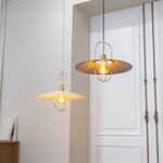 Candeeiro suspenso Metal Metal Branco+Dourado E27 400*300-Avida