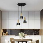 Candeeiro suspenso Metal Preto Dourado 3xE27 D120*H230-Avida