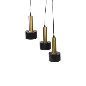 Candeeiro suspenso Metal Preto Dourado 3xE27 D120*H230-Avida