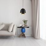 Candeeiro suspenso Metal preto+Dourado  E27 250*250-Avida