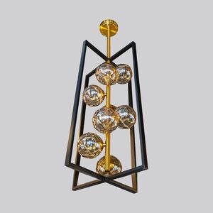 Candeeiro Teto Preto Dourado-9S