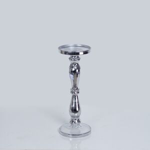 Castiçal de vela  prateado 13*35cm