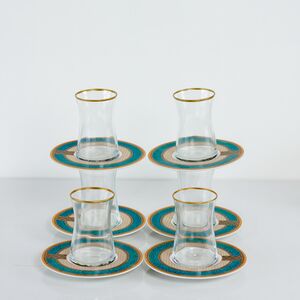 Chávenas de café turco de vidro com borda dourada