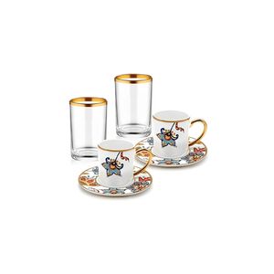 Chávenas para Café Turco  Dourada com Flores