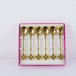 Conjunto de colheres de sobremesa dourado de 6 Peças