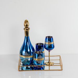 Conjunto de jarra e Taça Luxuoso 19 Peças Azul