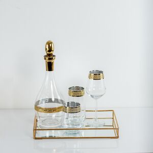 Conjunto de jarra e Taça Luxuoso 19 Peças Dourado
