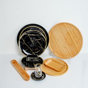 Conjunto De Louça Preto/Dourado Para 12 Pessoas 80 Pcs