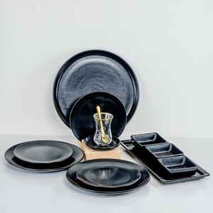 Conjunto De Louça Preto Para 12 Pessoas 73 Pcs
