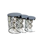 Conjunto De Mesa Lateral Prata 3 Pcs