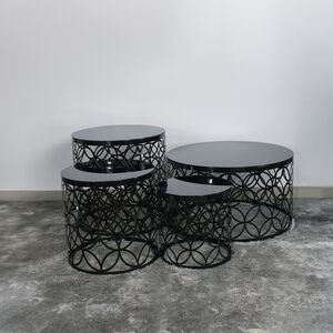 Conjunto De Mesa Lateral Preto 4 Pcs
