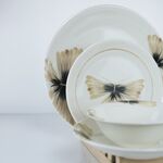 Conjunto De Refeição Branco/Amarelo 24 Peças Para 6 Pessoas