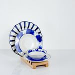 Conjunto De Refeição Branco/Azul 24 Peças Para 6 Pessoas