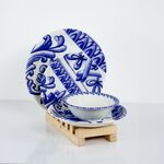 Conjunto De Refeição Branco/Azul 24 Peças Para 6 Pessoas