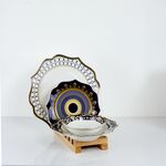 Conjunto De Refeição Branco/Azul 24 Peças Para 6 Pessoas