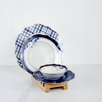 Conjunto De Refeição Branco/Azul 24 Peças Para 6 Pessoas