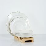 Conjunto De Refeição Branco/Dourado 24 Peças Para 6 Pessoas