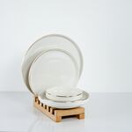 Conjunto De Refeição Branco/Dourado 24 Peças Para 6 Pessoas