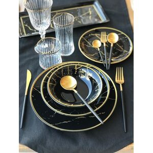 Conjunto De Refeição Preto 24 Peças Para 6 Pessoas