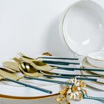 Conjunto De Refeições Branco/Dourado 12 Lugares 171 Pcs