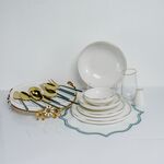 Conjunto De Refeições Branco/Dourado 12 Lugares 171 Pcs