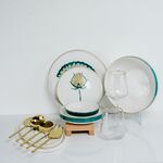 Conjunto De Refeições  Branco/Verde 50 Pcs