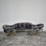 Conjunto De Sofá Cor Cinza Com Estrutura Douradas