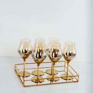 Conjunto De Taças De Vinho Degradê Dourado 6 Pcs