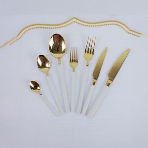 Conjunto de talheres branco de inox 42 Pcs