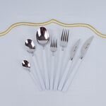 Conjunto De Talheres Branco Inox De 42 Pcs