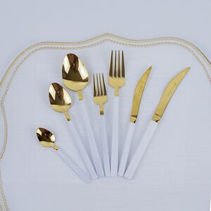 Conjunto De Talheres Branco Inox De 42 Pcs