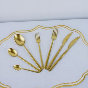 Conjunto De Talheres Dourado Inox De 42 Pcs