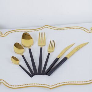 Conjunto De Talheres Preto Inox De 42 Pcs