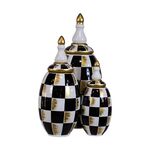 Conjunto Vaso Decorativo Triplo Xadrez