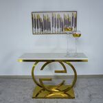 Consola Dourado Com Tampo Branco 120x40x80cm